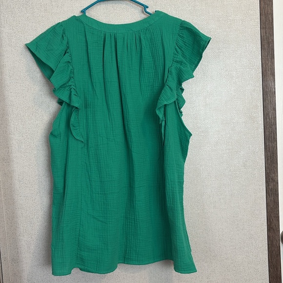 Kelly Green Ruffle Blouse - Picture 2 of 5